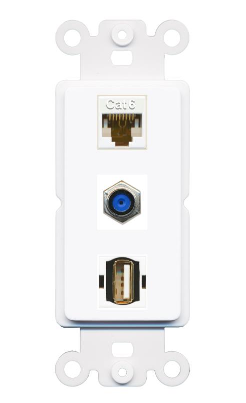 CAT6 F81 USB2 Wall Plate [White]