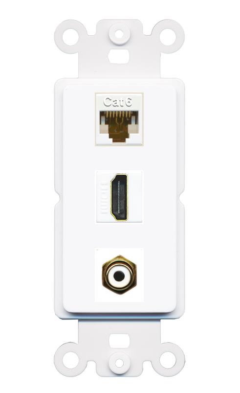 CAT6 HDMI RCA-WHITE Wall Plate [White]