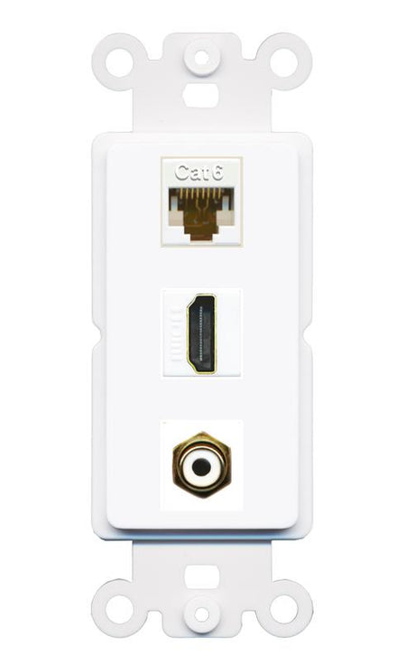 CAT6 HDMI RCA-WHITE Wall Plate [White]