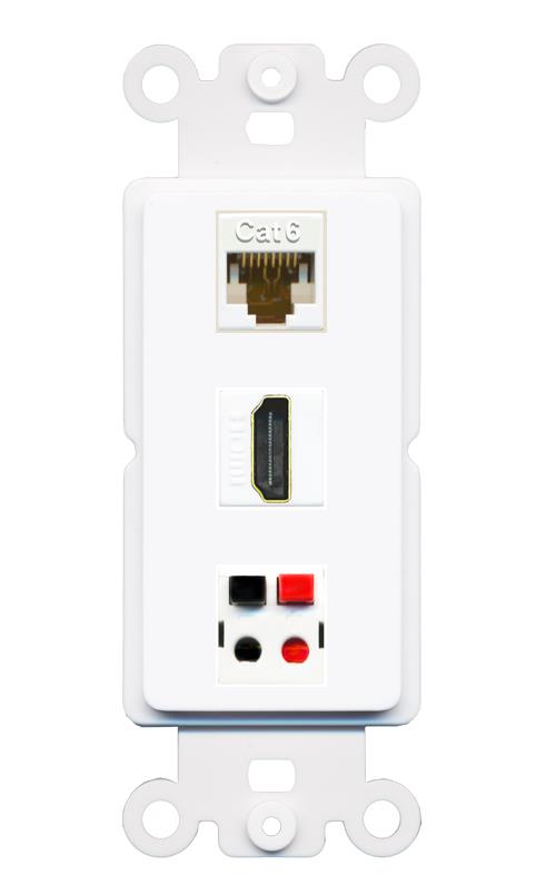 CAT6 HDMI SPEAKER Wall Plate [White]