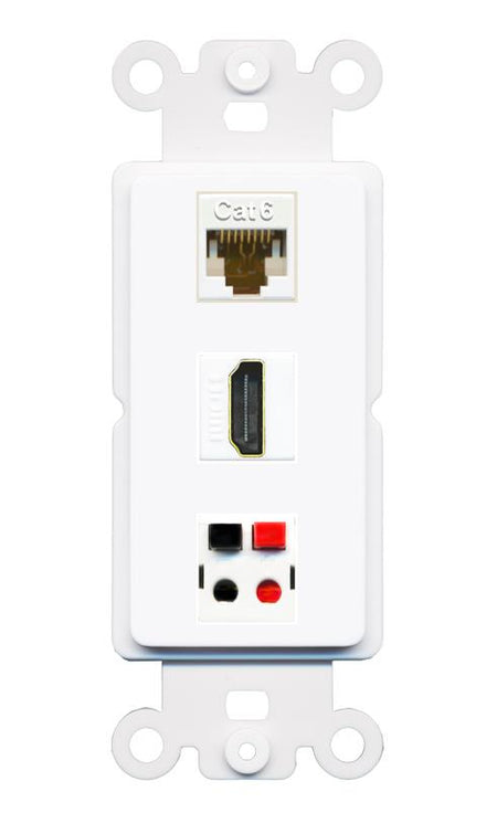 CAT6 HDMI SPEAKER Wall Plate [White]