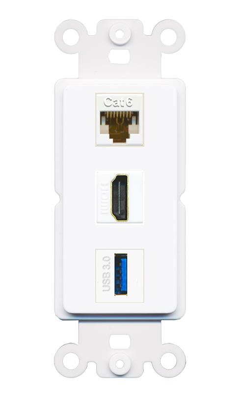 CAT6 HDMI USB-3 Wall Plate [White]