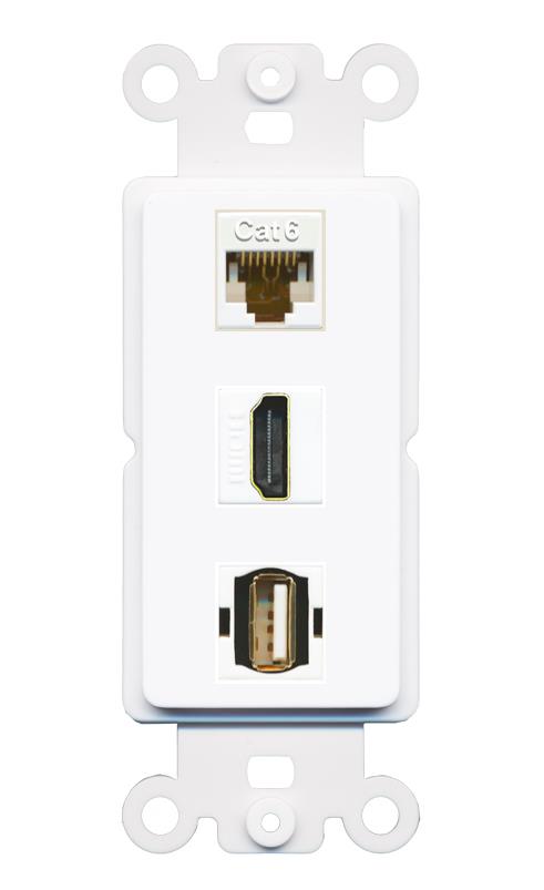 CAT6 HDMI USB2 Wall Plate [White]