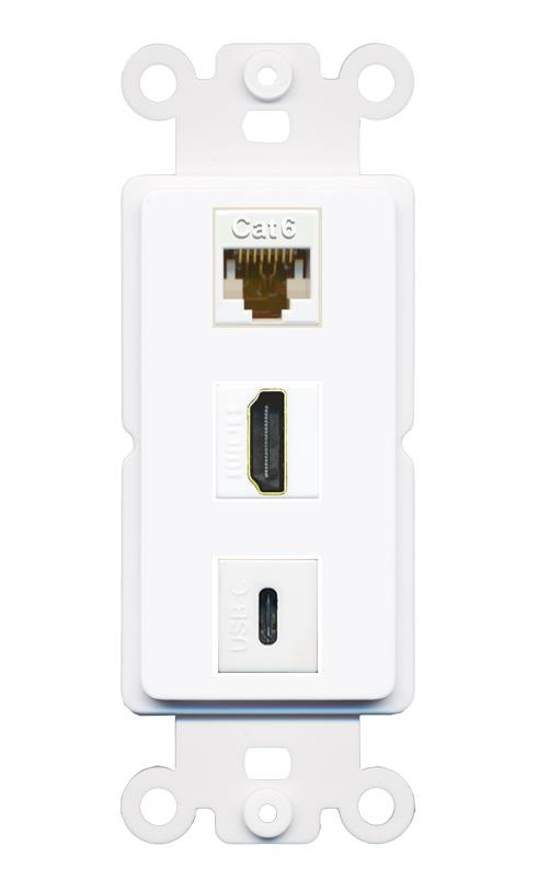 CAT6 HDMI USBC Wall Plate [White]