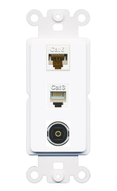 CAT6 PHONE TOSLINK Wall Plate [White]