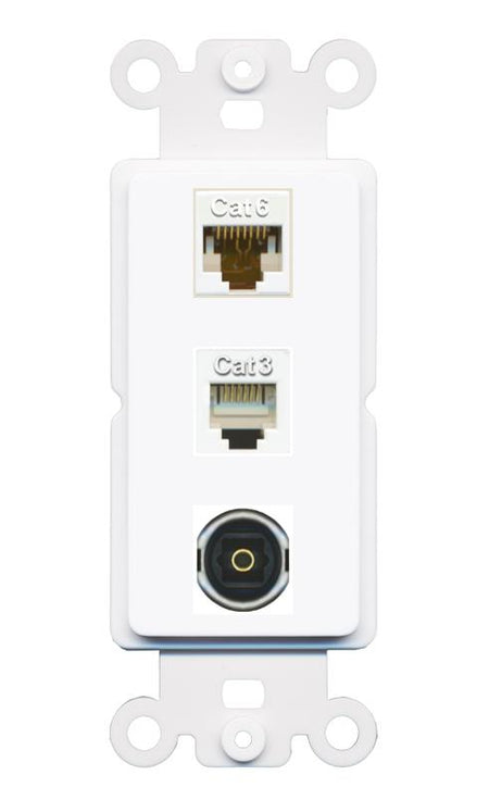 CAT6 PHONE TOSLINK Wall Plate [White]