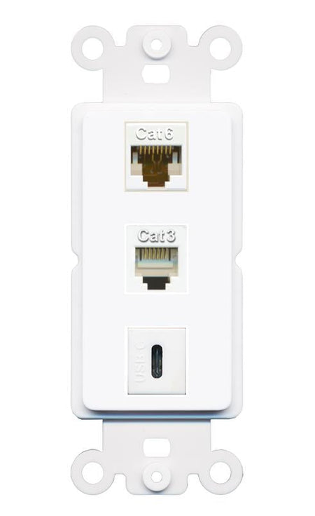 CAT6 PHONE USBC Wall Plate [White]