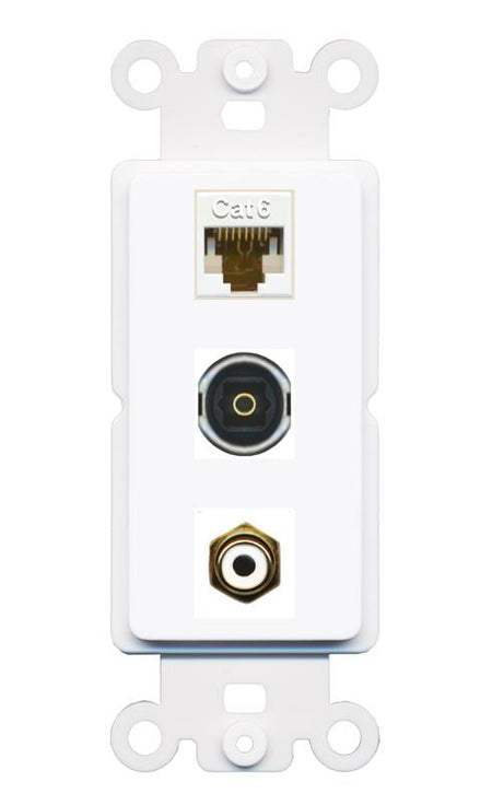 CAT6 RCA-WHITE TOSLINK Wall Plate [White]