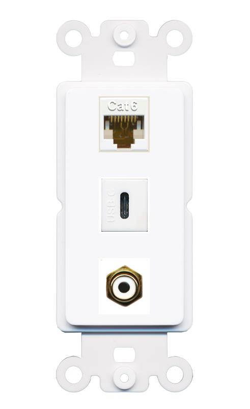 CAT6 RCA-WHITE USBC Wall Plate [White]