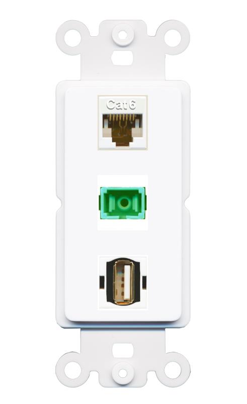 CAT6 SC-APC-SX USB2 Wall Plate [White]