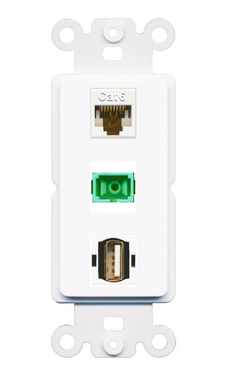 CAT6 SC-APC-SX USB2 Wall Plate [White]