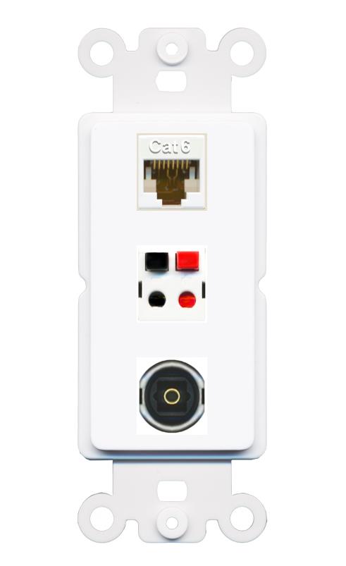 CAT6 SPEAKER TOSLINK Wall Plate [White]