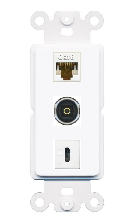 CAT6 TOSLINK USBC Wall Plate [White]