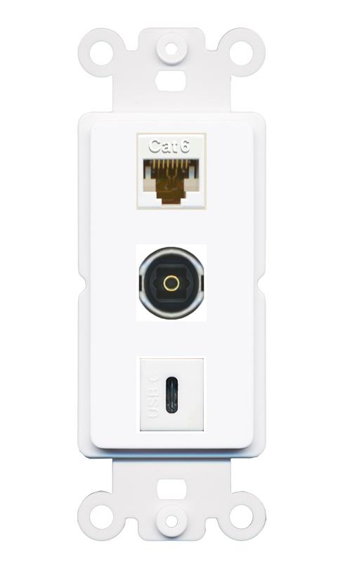 CAT6 TOSLINK USBC Wall Plate [White]