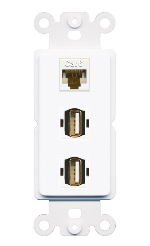 CAT6 2 USB2 Wall Plate [White]