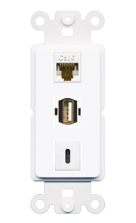 CAT6 USB2 USBC Wall Plate [White]