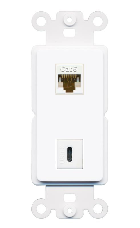 CAT6 USBC Rocker Insert Module Wall Plate [White]