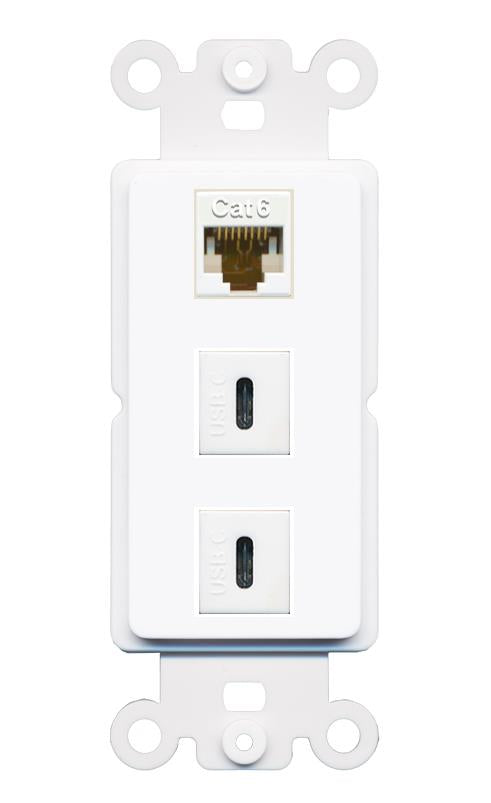 CAT6 2 USBC Wall Plate [White]