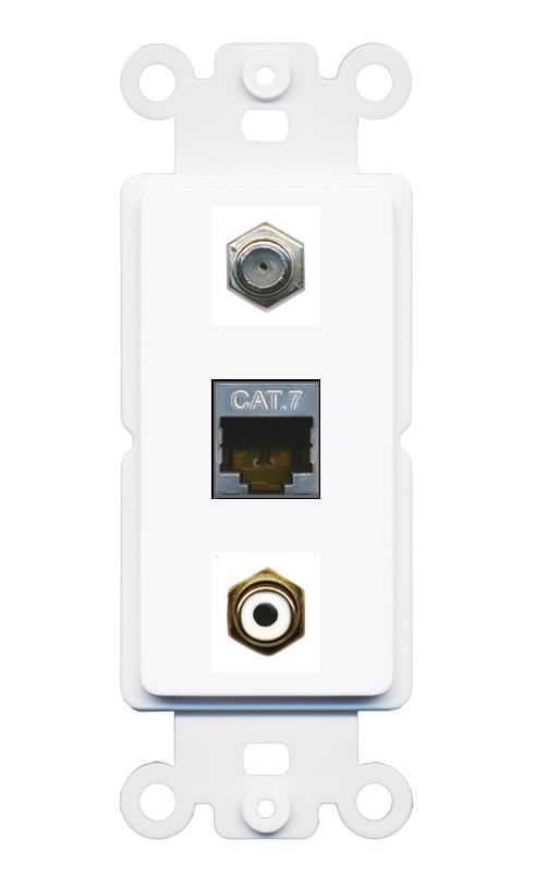 CAT7 COAX RCA-WHITE Wall Plate [White]