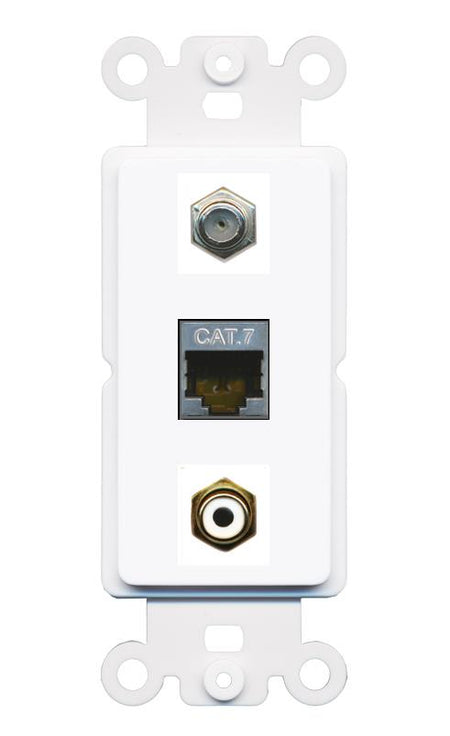 CAT7 COAX RCA-WHITE Wall Plate [White]