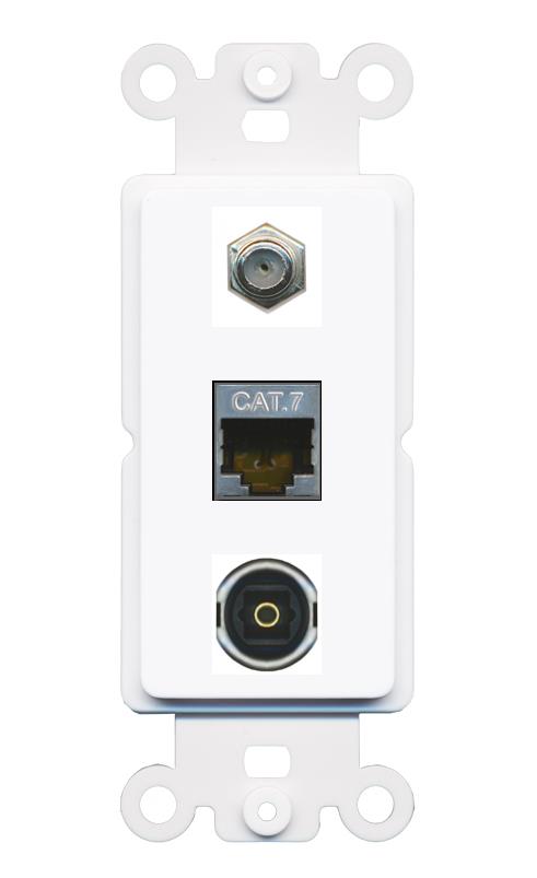 CAT7 COAX TOSLINK Wall Plate [White]