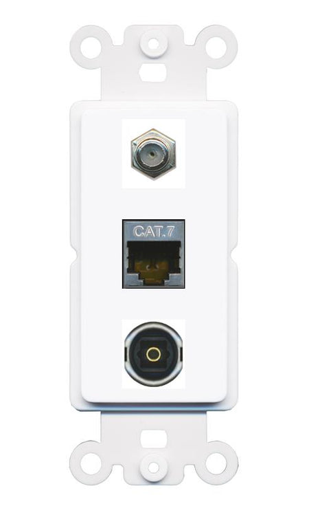 CAT7 COAX TOSLINK Wall Plate [White]