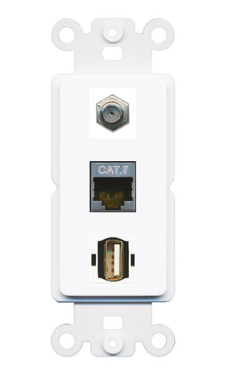 CAT7 COAX USB2 Wall Plate [White]
