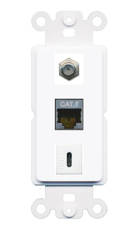 CAT7 COAX USBC Wall Plate [White]