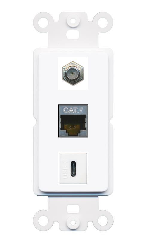 CAT7 COAX USBC Wall Plate [White]