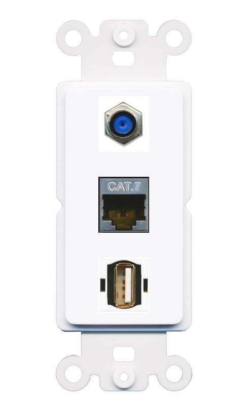 CAT7 F81 USB2 Wall Plate [White]