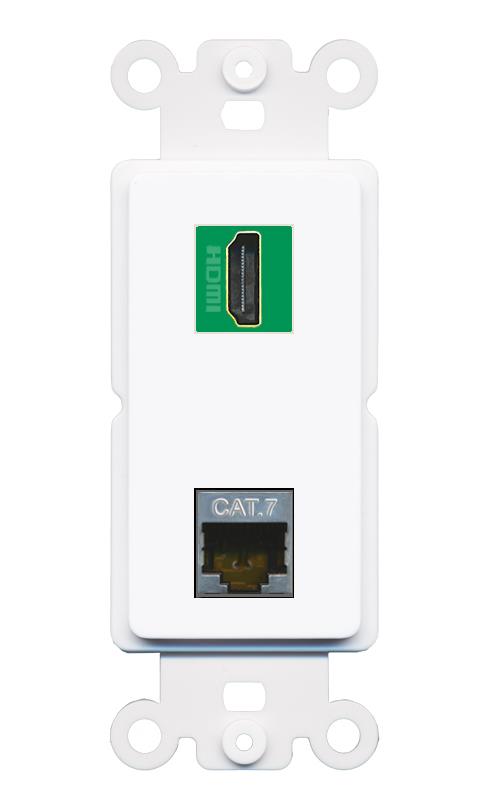 CAT7 HDMI-GREEN Rocker Insert Module Wall Plate [White]