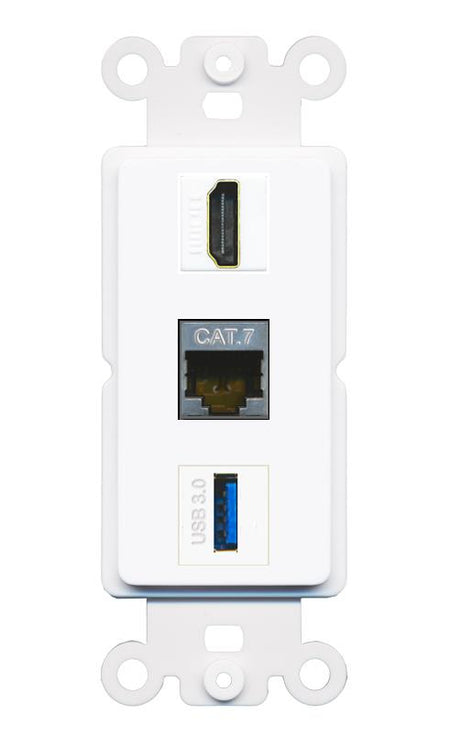 CAT7 HDMI USB-3 Wall Plate [White]