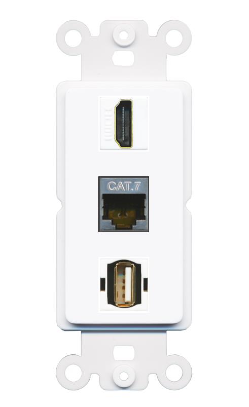 CAT7 HDMI USB2 Wall Plate [White]