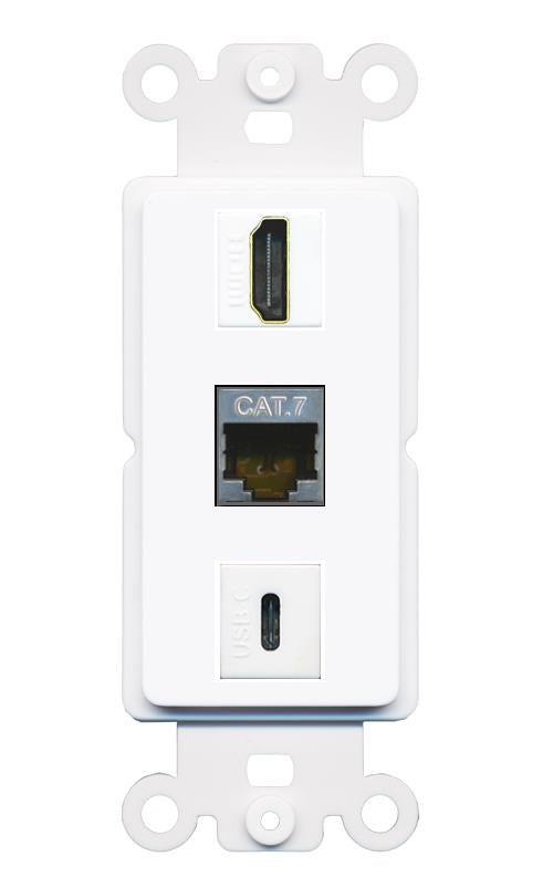 CAT7 HDMI USBC Wall Plate [White]