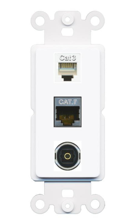 CAT7 PHONE TOSLINK Wall Plate [White]