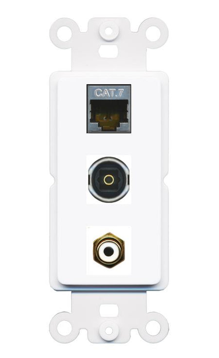 CAT7 RCA-WHITE TOSLINK Wall Plate [White]