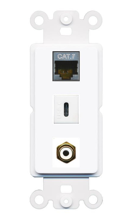 CAT7 RCA-WHITE USBC Wall Plate [White]
