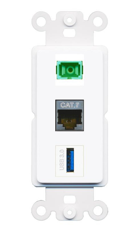 CAT7 SC-APC-SX USB-3 Wall Plate [White]