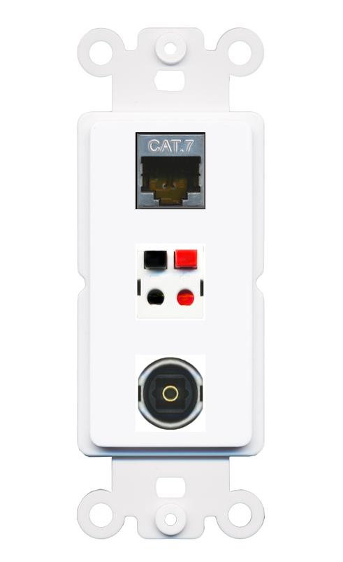 CAT7 SPEAKER TOSLINK Wall Plate [White]