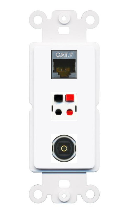 CAT7 SPEAKER TOSLINK Wall Plate [White]