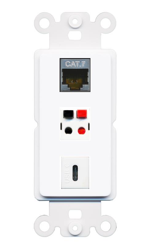 CAT7 SPEAKER USBC Wall Plate [White]