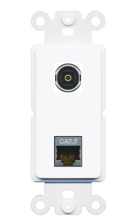 CAT7 TOSLINK Rocker Insert Module Wall Plate [White]