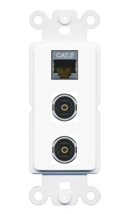 CAT7 2 TOSLINK Wall Plate [White]