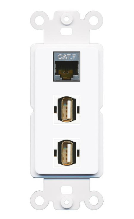 CAT7 2 USB2 Wall Plate [White]