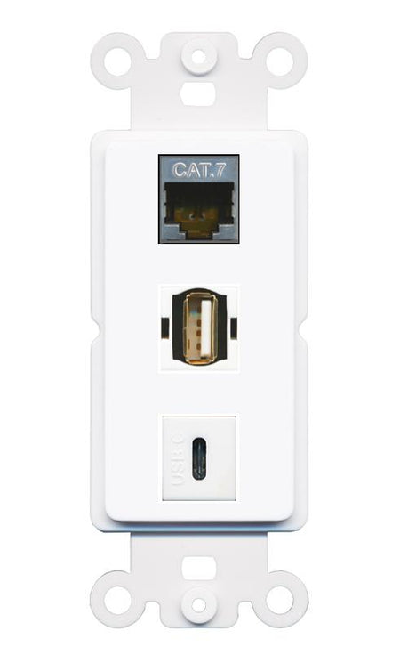 CAT7 USB2 USBC Wall Plate [White]
