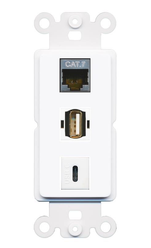 CAT7 USB2 USBC Wall Plate [White]