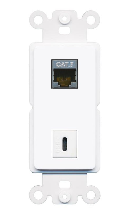 CAT7 USBC Rocker Insert Module Wall Plate [White]