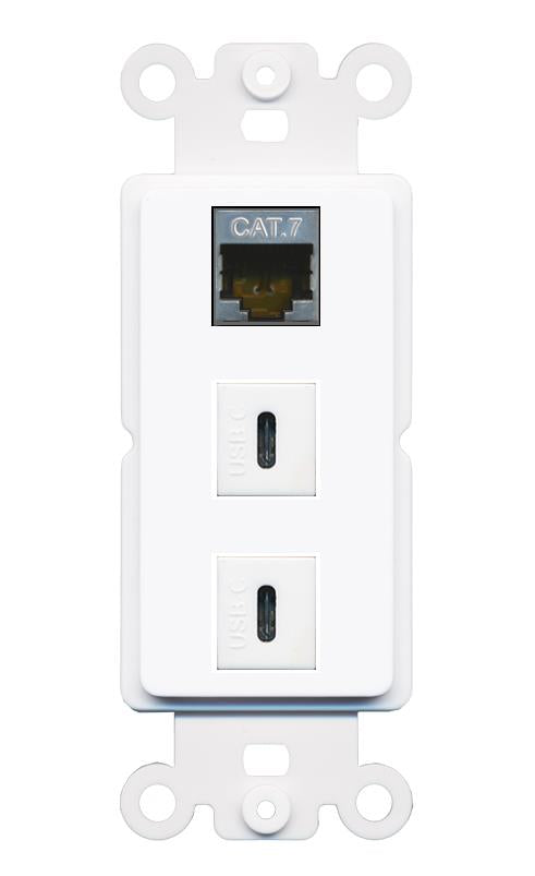 CAT7 2 USBC Wall Plate [White]