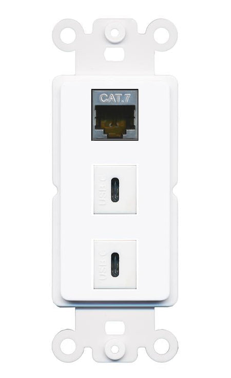 CAT7 2 USBC Wall Plate [White]