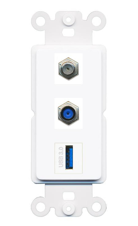 COAX F81 USB-3 Wall Plate [White]